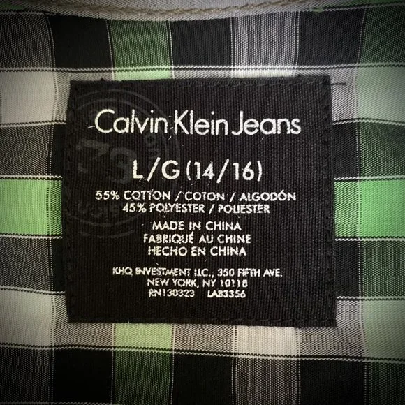 Calvin Klein Jeans button down shirt size LG 14/16 - Picture 2 of 2